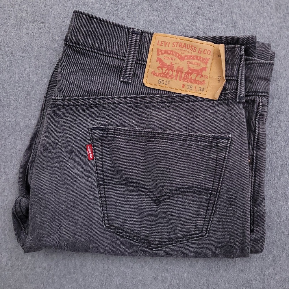 Levis 501XX Jeans Mens 38x34 Gray Original Fit Straight Leg Button Fly